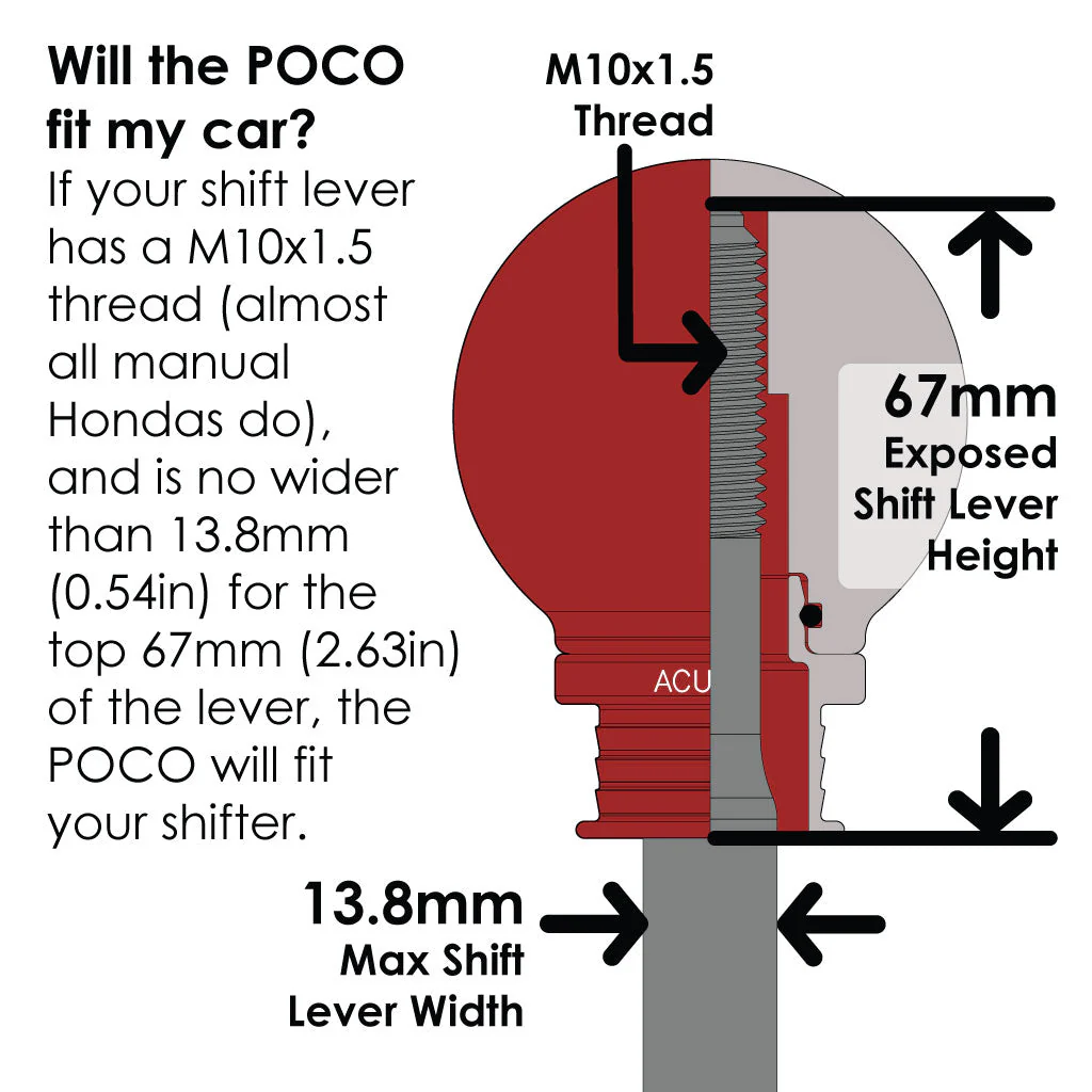 ACUITY POCO Low-Profile Shift Knob in Satin Red Finish (M10X1.5) - Image 9
