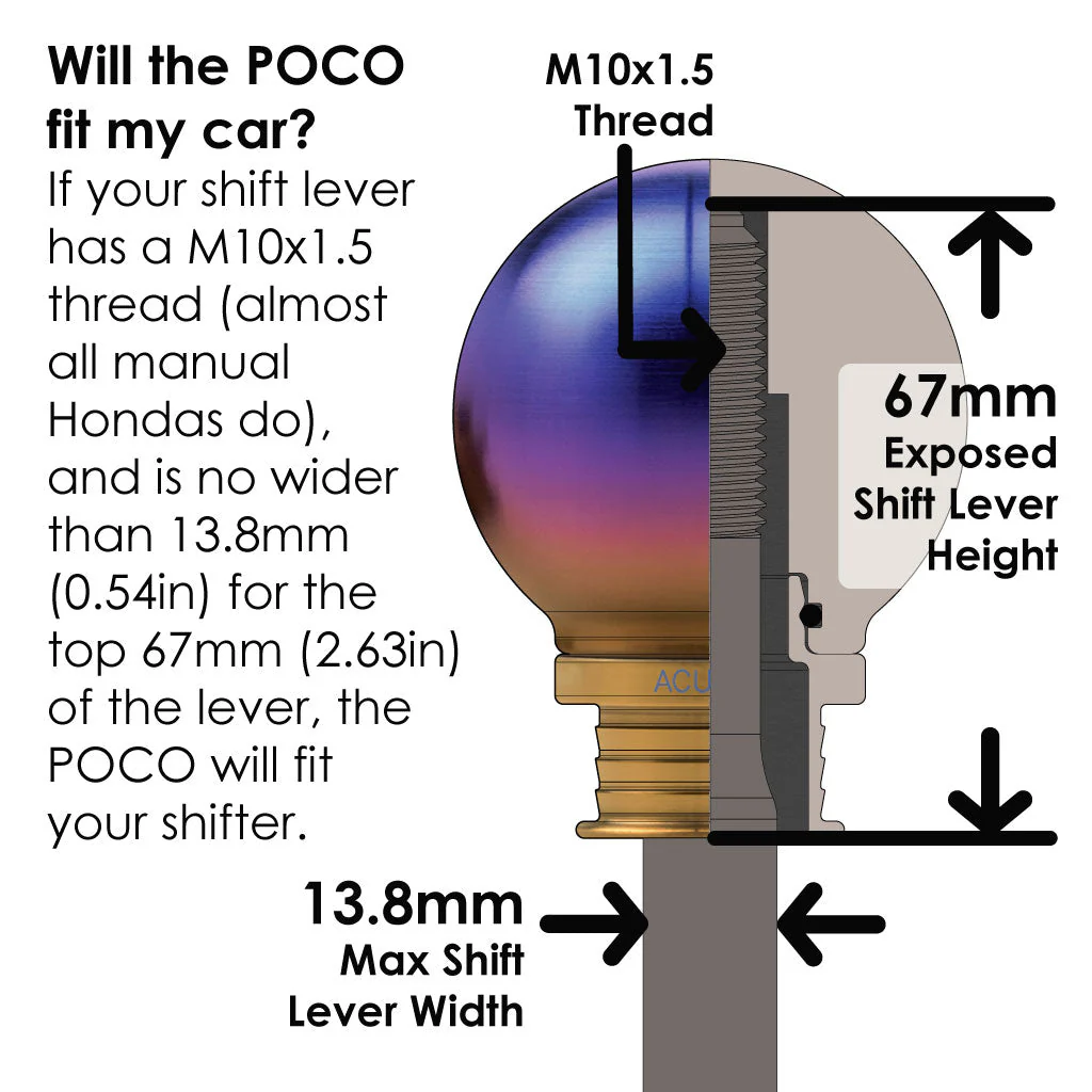 ACUITY POCO-Ti Low Profile Shift Knob in Burnt Titanium Finish (M10x1.5) - Image 8