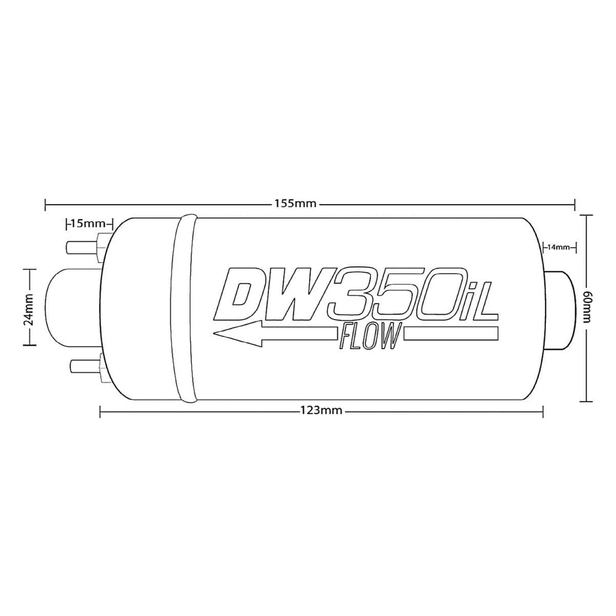 DEATSCHWERKS DW350IL 350LPH IN-LINE EXTERNAL FUEL PUMP (BOSCH 044 ALTERNATIVE) - Image 3