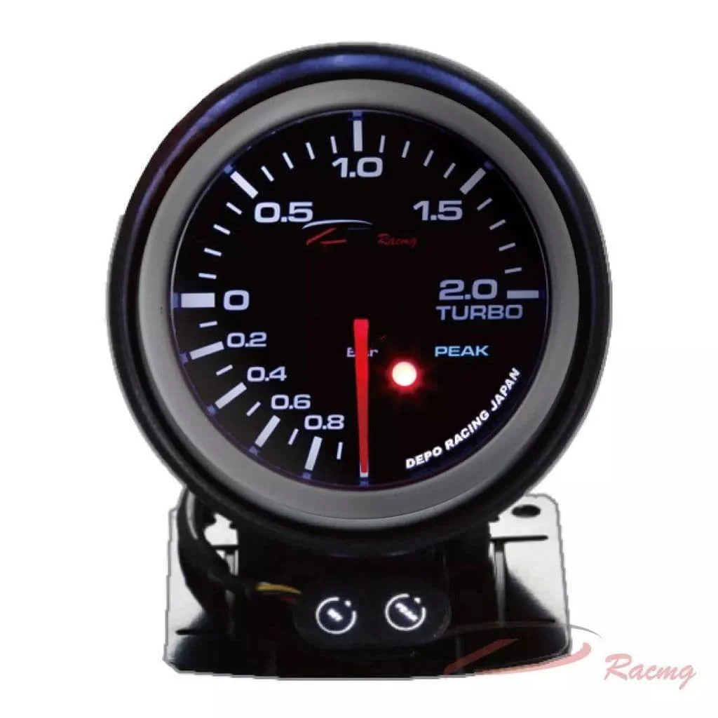 DEPO RACING 52MM LED BOOST GAUGE -1BAR -2BAR WITH WARNING AND PEAK/ CONTROL BOX - Image 2