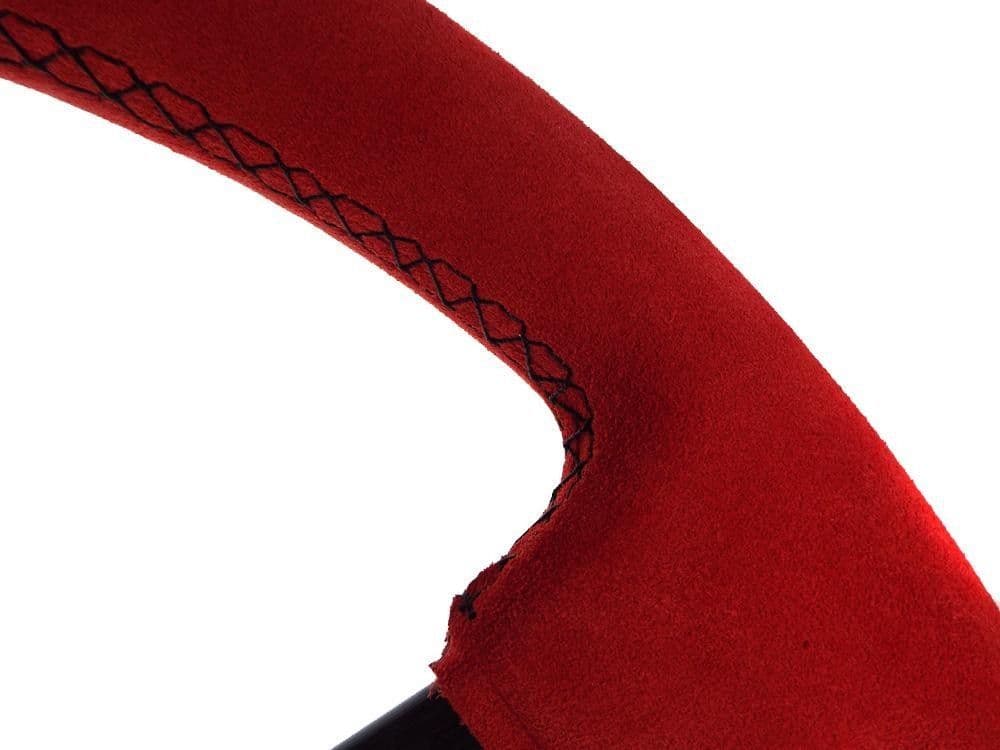 MOTAMEC RACE RALLY STEERING WHEEL DEEP DISH 350MM RED SUEDE BLACK SPOKE - Image 5