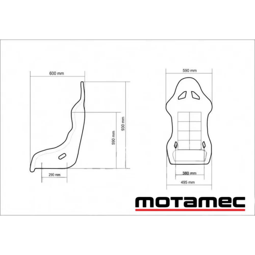 MOTAMEC RACING EVO-ONE FIA APPROVED RACE SEAT FIBERGLASS SHELL SIDE MOUNT BLACK - Image 5
