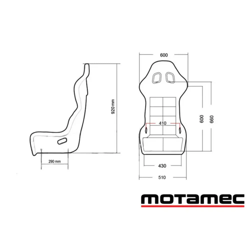 MOTAMEC RACING EVO-TWO FIA APPROVED RACE SEAT GRP SHELL SIDE MOUNT BLACK HANS - Image 5