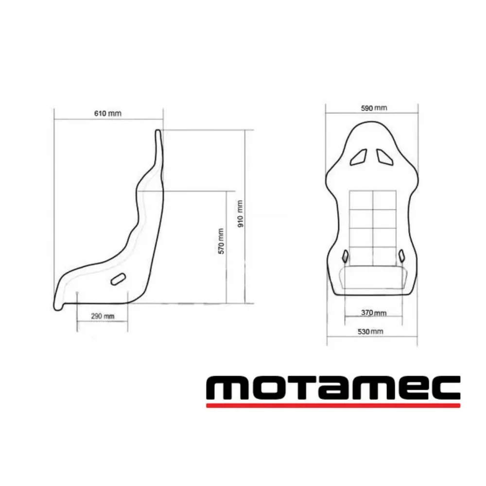 MOTAMEC RACING GT01 RACE SEAT FIBERGLASS SHELL SIDE MOUNT BLACK - NON FIA - Image 5
