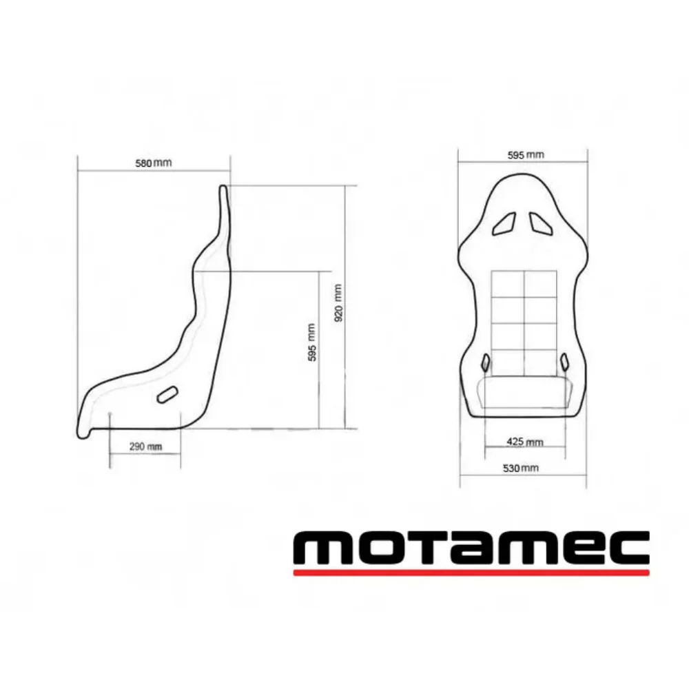 MOTAMEC RACING GT02 RACE SEAT FIBERGLASS SHELL SIDE MOUNT BLACK - NON FIA - Image 4