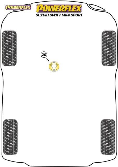 POWERFLEX BLACK LOWER ENGINE MOUNT INSERT SUZUKI SWIFT SPORT MK4 ZC33S 2018- - Image 2