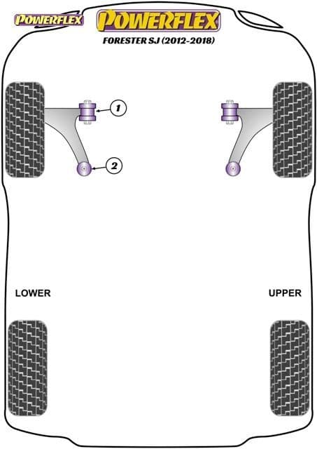 POWERFLEX FRONT WISHBONE REAR BUSH ANTI-LIFT & CASTER ADJUSTABLE SUBARU FORESTER SJ 12-18 - Image 2