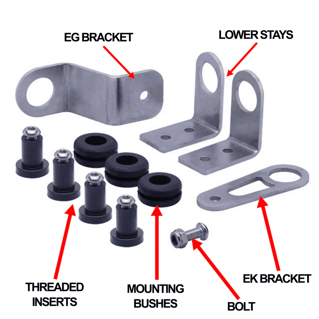 B2K BOLT ON RADIATOR BRACKET KIT FOR HONDA K-SWAP EG EK DC2 - Image 2