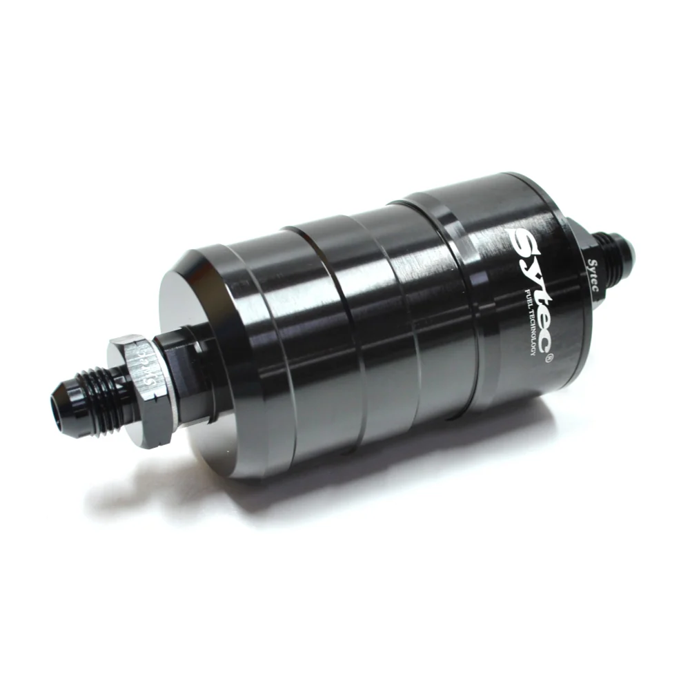 SYTEC MOTORSPORT IN-LINE 'BULLET' FUEL FILTER WITH AN6 -6 FITTINGS [BLACK] - Image 3