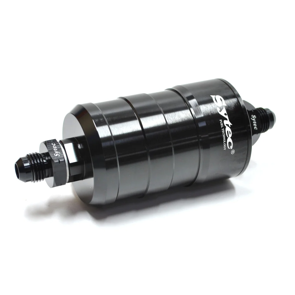 SYTEC MOTORSPORT IN-LINE 'BULLET' FUEL FILTER WITH AN6 -6 FITTINGS [BLACK] - Image 6