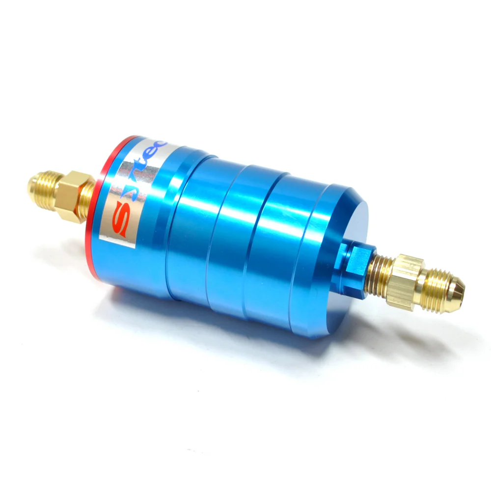 SYTEC MOTORSPORT IN-LINE 'BULLET' FUEL FILTER WITH AN6 -6 FITTINGS [BLUE] - Image 2