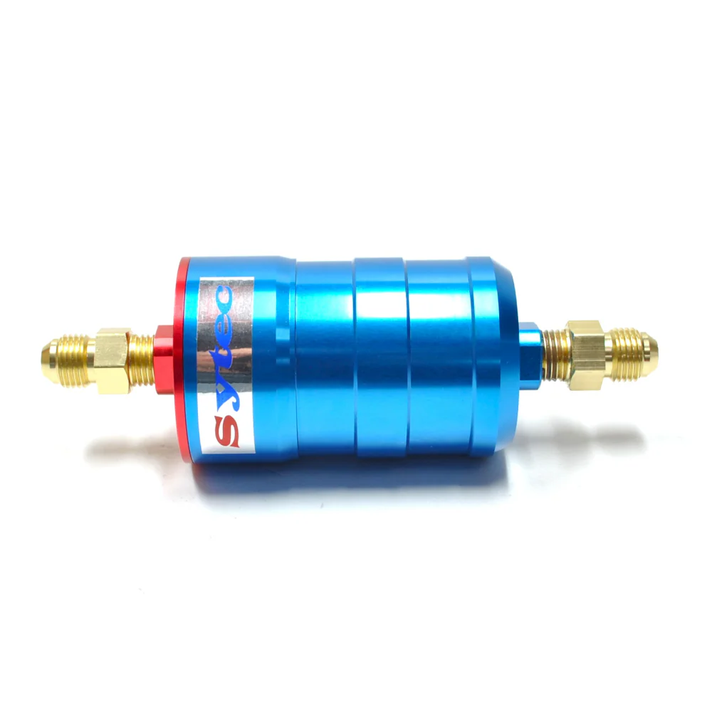 SYTEC MOTORSPORT IN-LINE 'BULLET' FUEL FILTER WITH AN6 -6 FITTINGS [BLUE] - Image 3