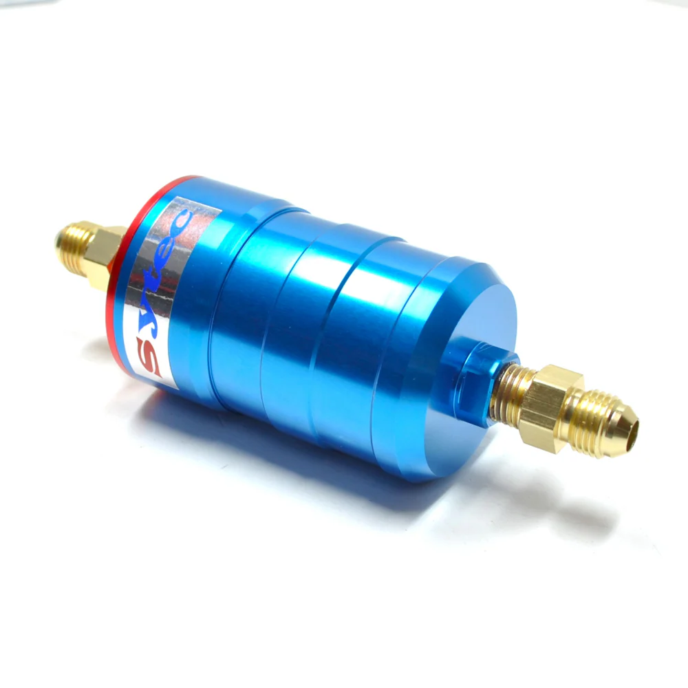 SYTEC MOTORSPORT IN-LINE 'BULLET' FUEL FILTER WITH AN6 -6 FITTINGS [BLUE] - Image 4