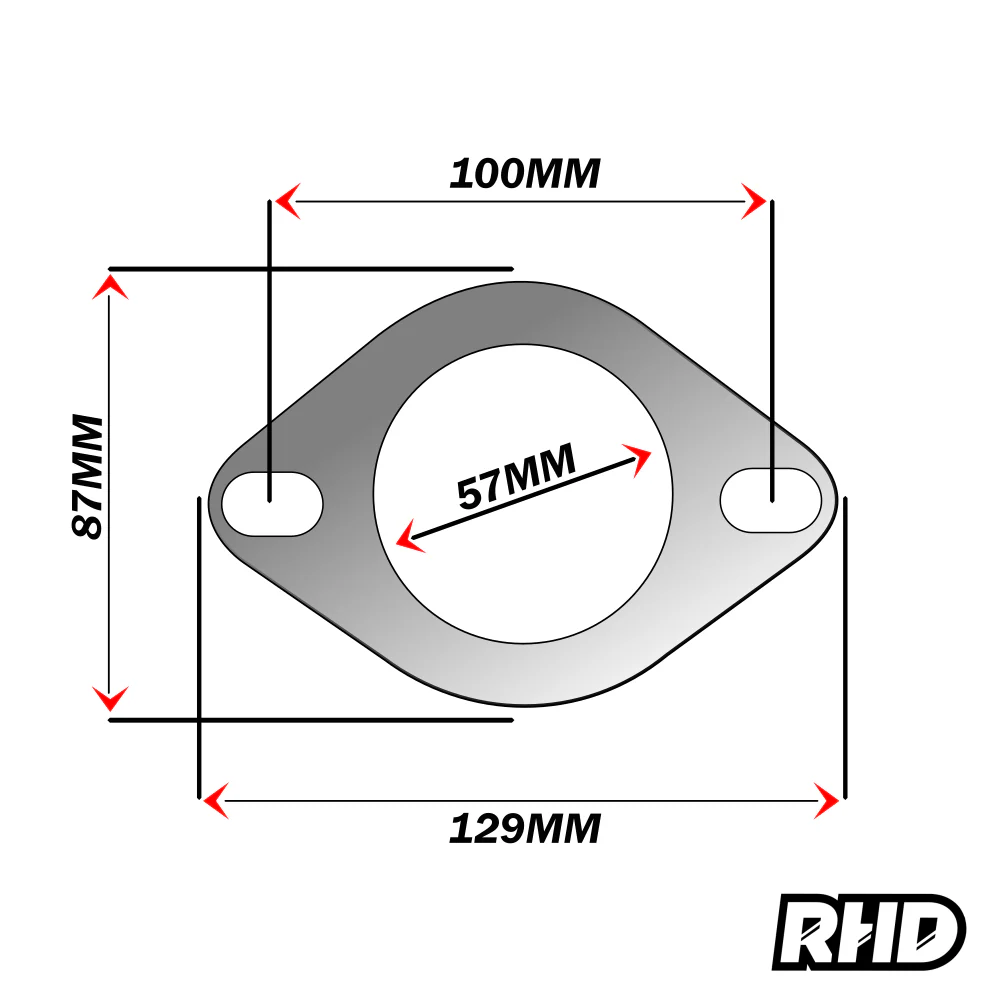 UNIVERSAL 2.25" INCH (57MM) 2 BOLT HOLE REINFORCED EXHAUST GASKET FLANGE SEAL - Image 2