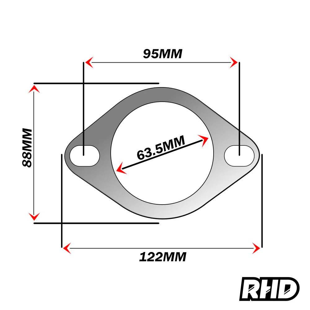 UNIVERSAL 2.5" INCH (63.5MM) 2 BOLT HOLE REINFORCED EXHAUST GASKET FLANGE SEAL - Image 2