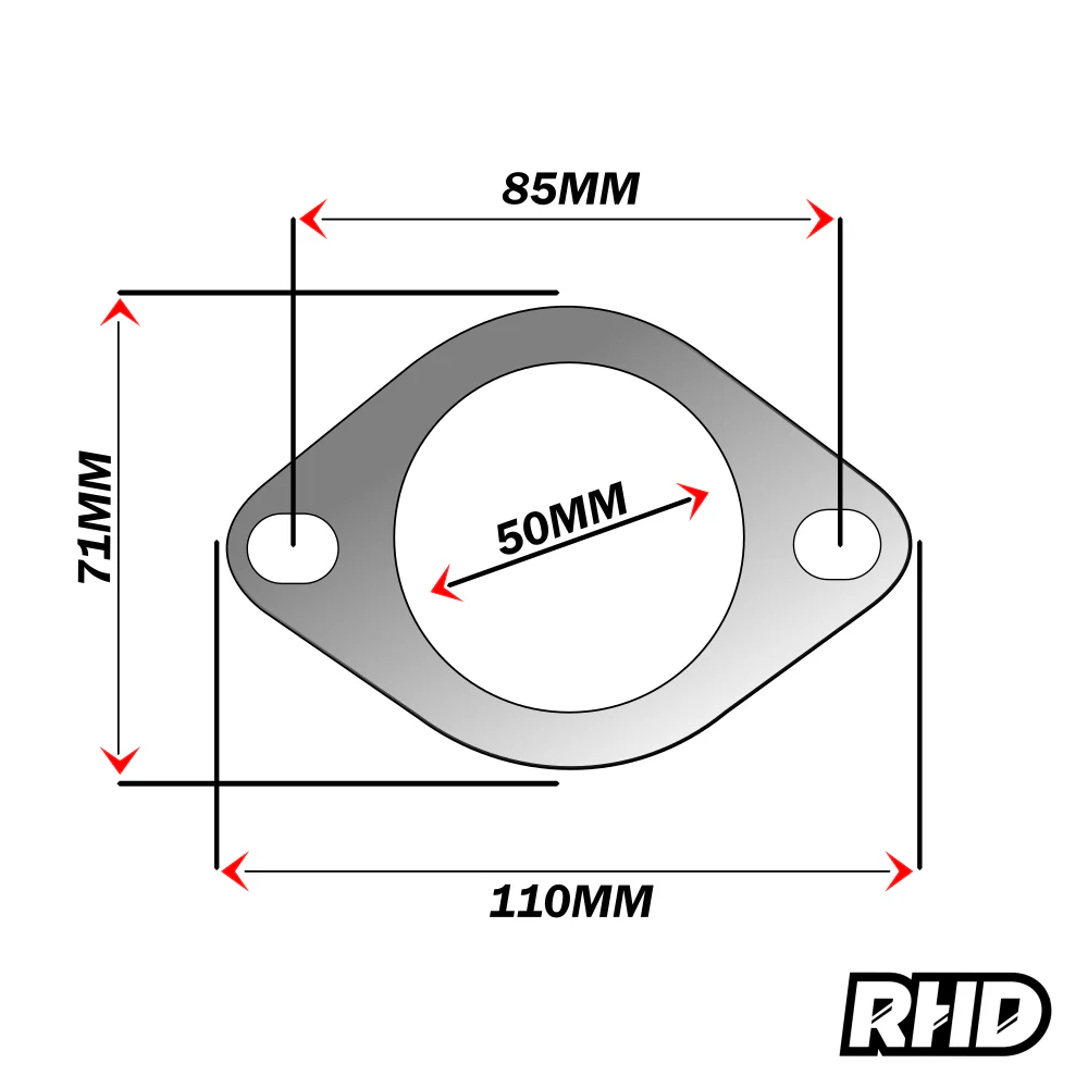 UNIVERSAL 2" INCH (50MM) 2 BOLT HOLE REINFORCED EXHAUST GASKET FLANGE SEAL - Image 2