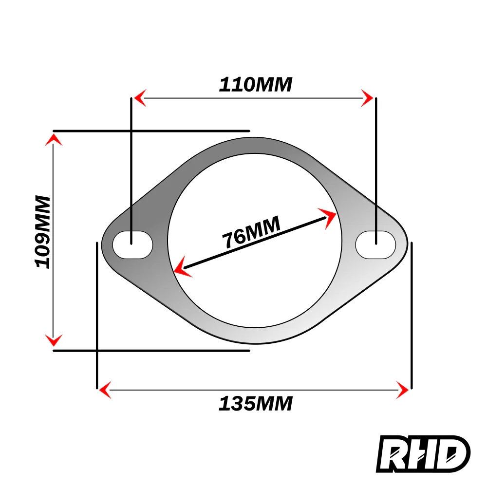 UNIVERSAL 3" INCH (76MM) 2 BOLT HOLE REINFORCED EXHAUST GASKET FLANGE SEAL - Image 2