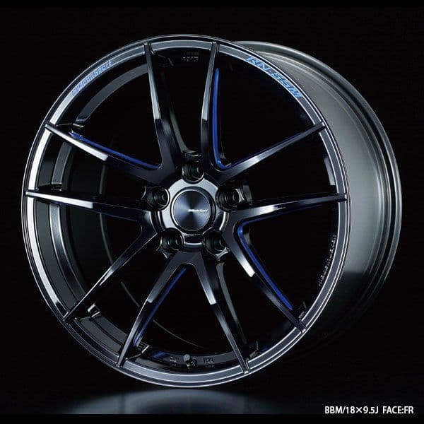 WEDSSPORT RN-55M ALLOY WHEEL 18X8J 5X114.3 ET35 BLUE MACHINING - BLACK DETIIL