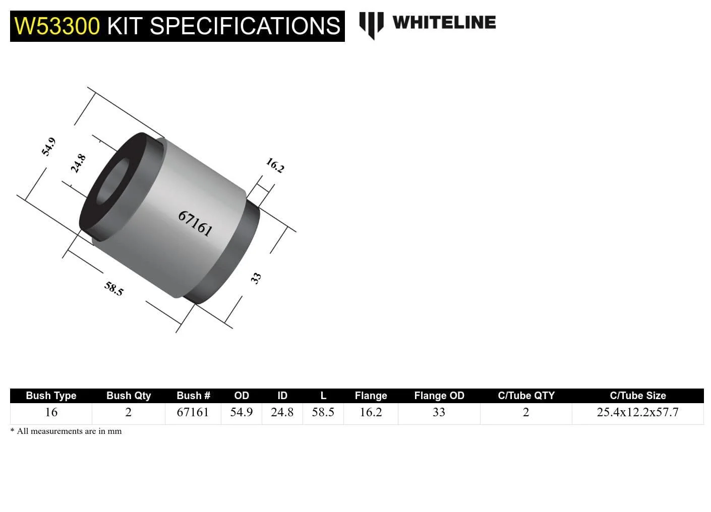 WHITELINE FRONT LOWER ARM, INNER REAR BUSH KIT (+0.5 CASTER) | TOYOTA MR2 MK3 ZZW30 - Image 4