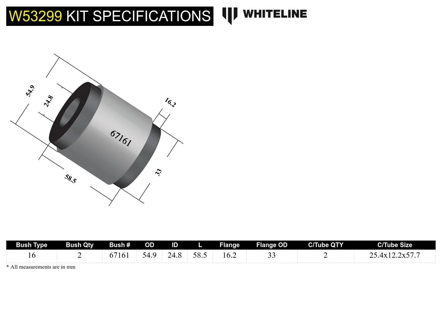 WHITELINE FRONT LOWER ARM, INNER REAR BUSH KIT | TOYOTA MR2 MK3 ZZW30 - Image 4